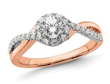 2/3 Carat (ctw Color SI1-SI2, G-H-I) Lab Grown Diamond Engagement Twist Ring in 14K Rose Pink Gold (SIZE 7)